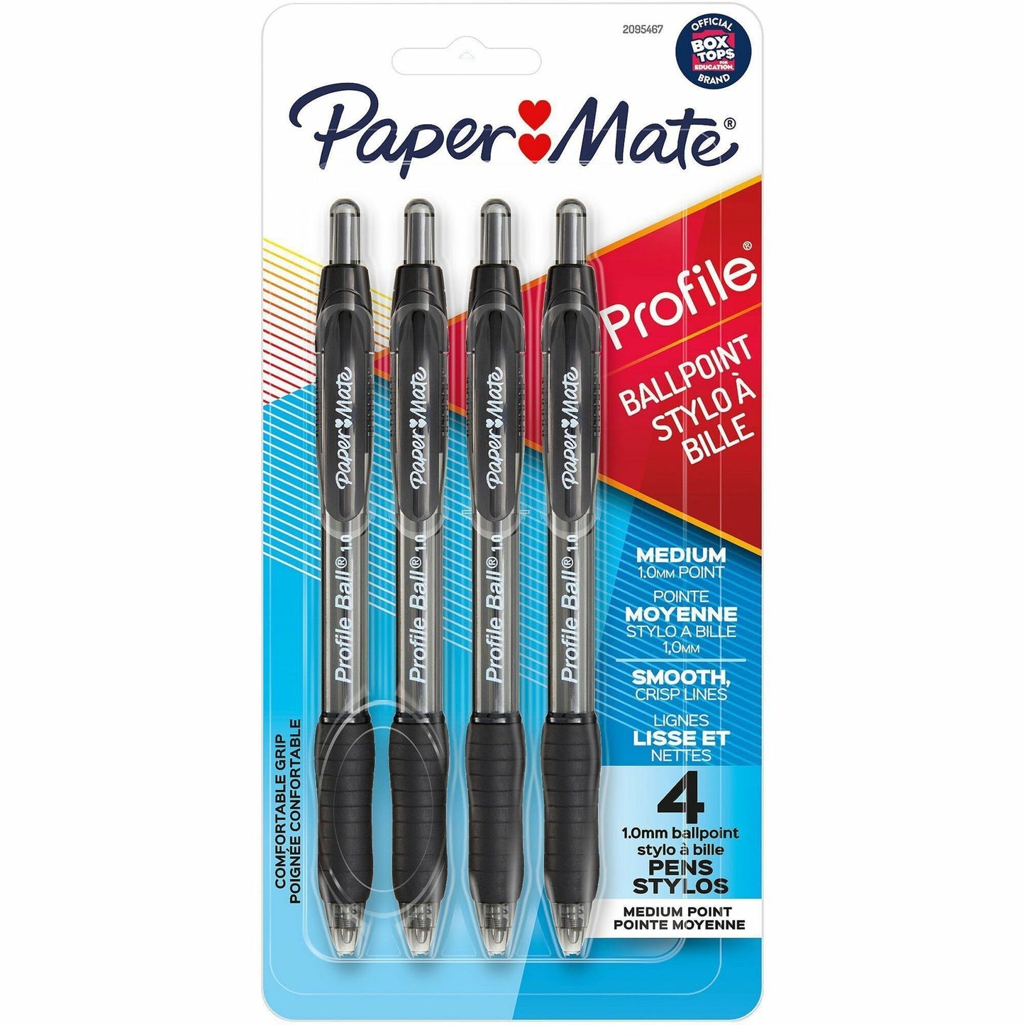 Paper Mate Profile Retractable Ballpoint Pens, Black Ink, 4/Pack (PAP2095467)
