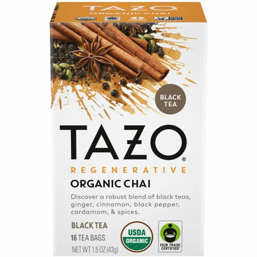 Tazo Tea Bags, Organic Chai, 16/Box, 6 Boxes/Carton (TZO00305BX)