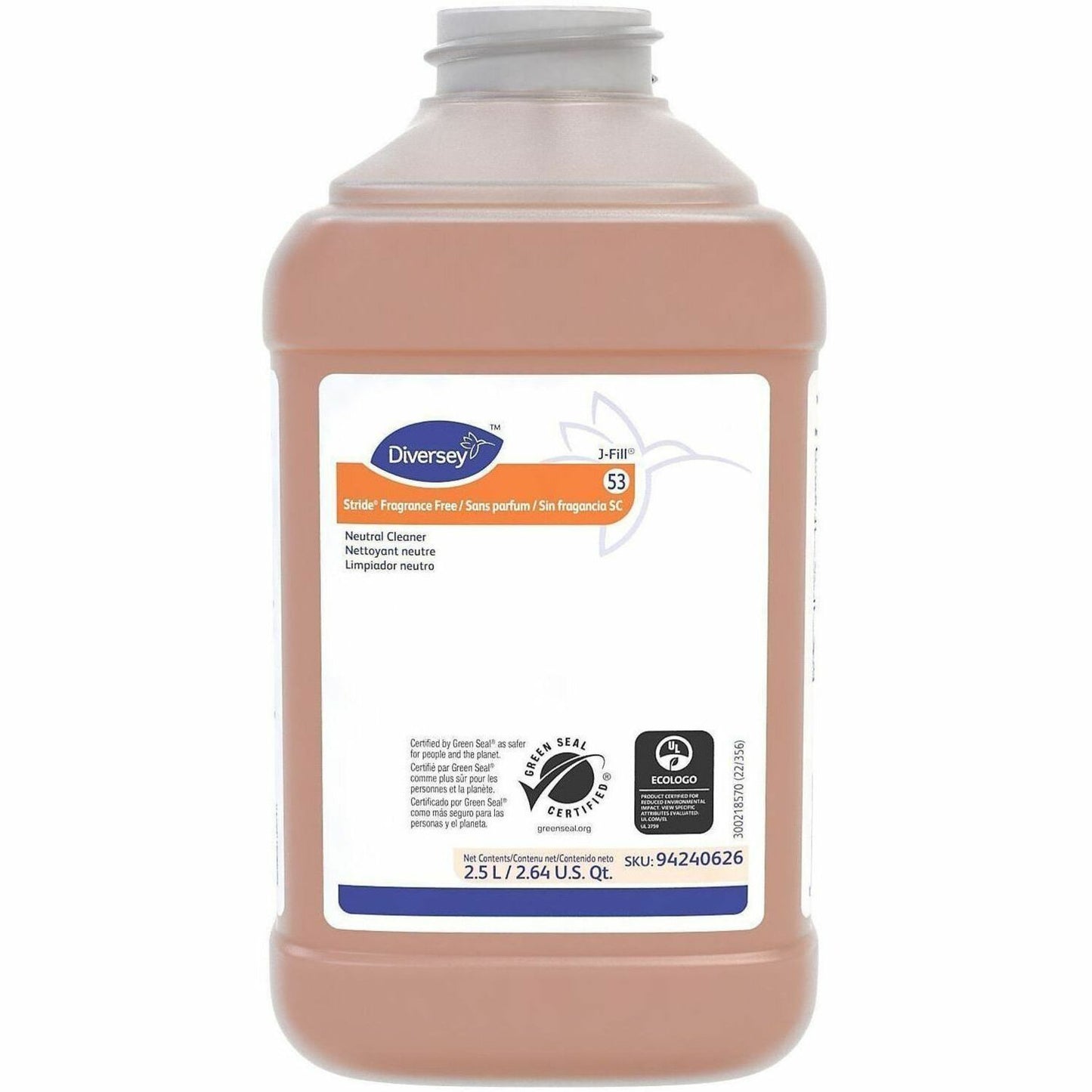 Diversey Stride Fragrance Free Neutral Cleaner, 84.5 fl oz, 2/Carton (DVO94240626)