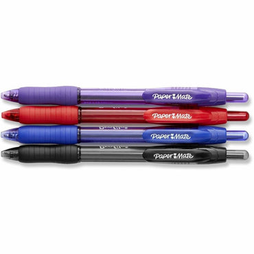 Paper Mate Profile Ballpoint Pen, Assorted Ink, Black, Blue, Red, Purple Barrel, 1.4 mm Super Bold Pen Point, Retractable, 4/Pack (PAP1938165)