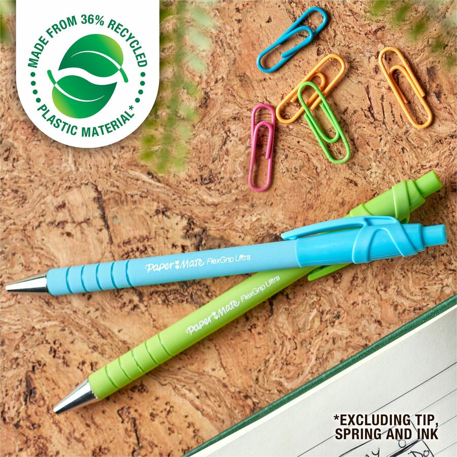 paper-mate-flexgrip-ultra-recycled-pens-1-mm-medium-pen-point-retractable-black-ink-green-rubberized-pink-orange-blue-assorted-barrel-4-pack-pap2202864_2