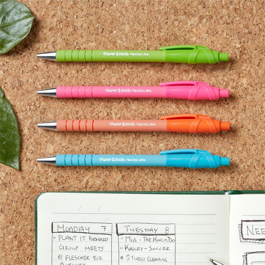 paper-mate-flexgrip-ultra-recycled-pens-1-mm-medium-pen-point-retractable-black-ink-green-rubberized-pink-orange-blue-assorted-barrel-4-pack-pap2202864_6