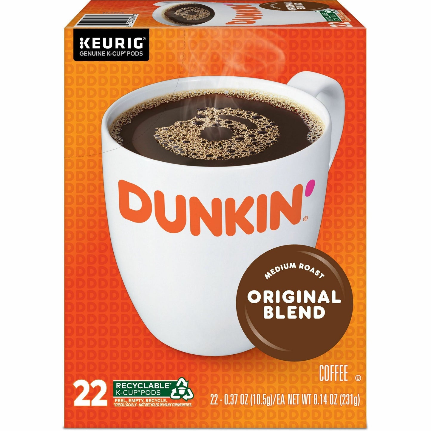 Dunkin' K-Cup Original Blend Coffee, Medium Roast, 22/Box (GMT0315)