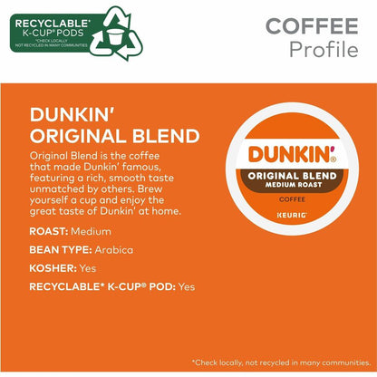 Dunkin' K-Cup Original Blend Coffee, Medium Roast, 22/Box (GMT0315)