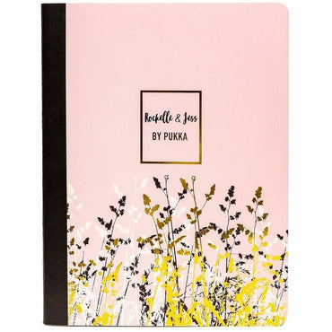 Pukka Pads Rochelle & Jess Composition Books, 9.75" x 7.5", Black, Pink, Lilac Cover, 70 Pages, Printed, 3/Pack (PKP9107ROC)