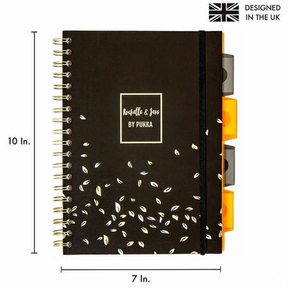 Pukka Pads Rochelle & Jess Notebook, 1.30" x 7.9" x 9.8", Gold Binding, Pink, Lilac, Black Cover, 3/Pack (PKP9447ROC)