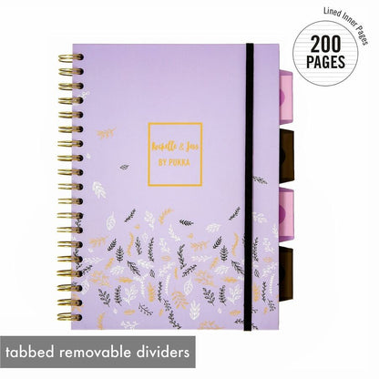 Pukka Pads Rochelle & Jess Notebook, 1.30" x 7.9" x 9.8", Gold Binding, Pink, Lilac, Black Cover, 3/Pack (PKP9447ROC)