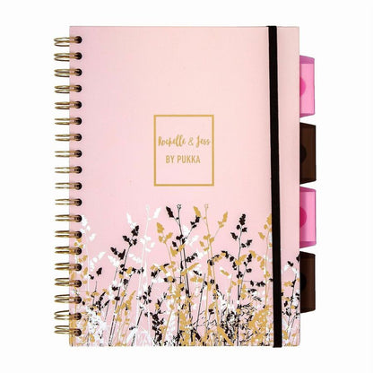 Pukka Pads Rochelle & Jess Notebook, 1.30" x 7.9" x 9.8", Gold Binding, Pink, Lilac, Black Cover, 3/Pack (PKP9447ROC)