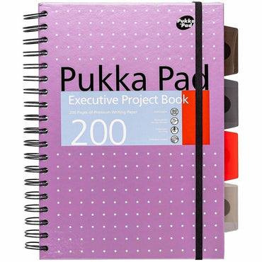Pukka Pads B5 Metallic Executive Project Books, 7" x 10", Blue, Purple, Silver Cover, Twin Wirebound, 200 Pages, Printed, 3/Pack (PKP9589MET)