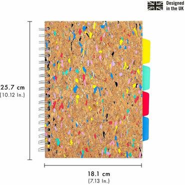 Pukka Pads B5 Cork Project Book, 0.31" Ruled, 6 59/64" x 9 27/32", 10.12" x 7.1", Silver Binding, Wire Bound (PKP9856SPP)