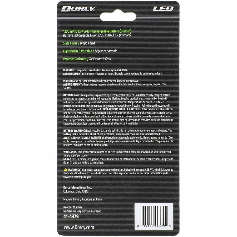 Dorcy 300 Lumen Ultra HD USB Flashlight, LED, 300 lm Lumen (DCY414379)