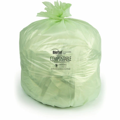 Heritage BioTuf Trash Bag, 30 gal Capacity, 28" x 45" x 1 mil Thickness, 125/Box, Green (HERY5645YER01)