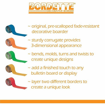 Dixon Bordette Decorative Borders, 600", Orange, Skill Learning: Decoration, Fade Resistant, Recyclable, 1 Roll (DIXP0037106)