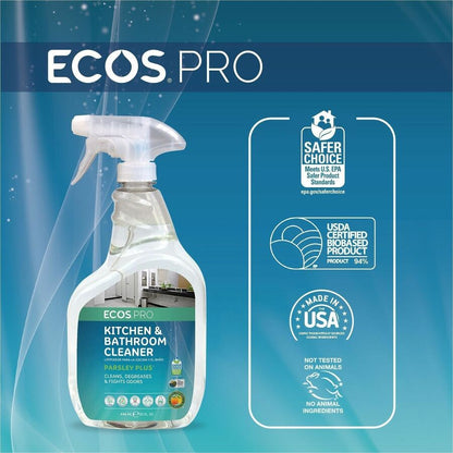 ECOS PRO Parsley All-Purpose Cleaner, Ready-To-Use, Spray, 32 fl oz, Parsley Scent, 6/Carton (EOPPL97466)