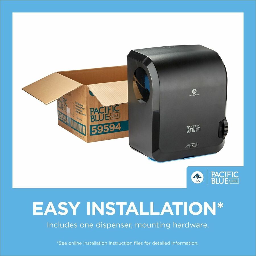 Pacific Blue Ultra High Cap Touchless Towel Dispenser, 1150 ft Roll Diameter, 16" x 12.9" x 8.9", Black (GPC59594)
