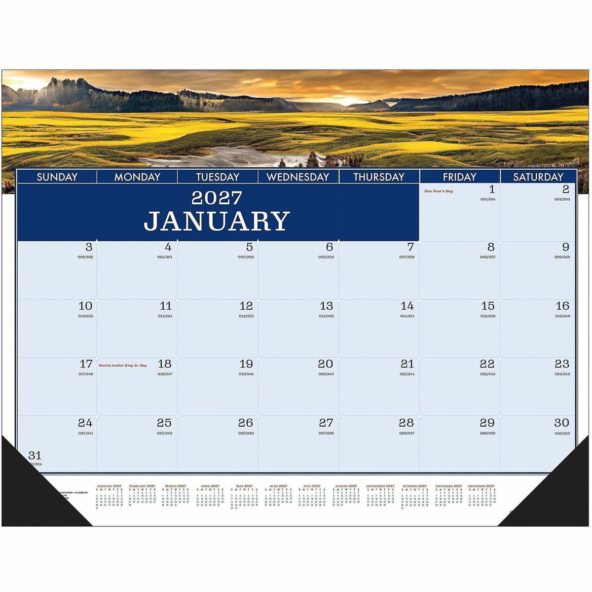 House of Doolittle Recycled Americana Monthly Desk Pad, 22" x 17", 2" x 2.50" Block, 12-Month, Jan 2027-Dec 2027, Multi (HOD141)