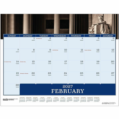 House of Doolittle Recycled Americana Monthly Desk Pad, 22" x 17", 2" x 2.50" Block, 12-Month, Jan 2027-Dec 2027, Multi (HOD141)
