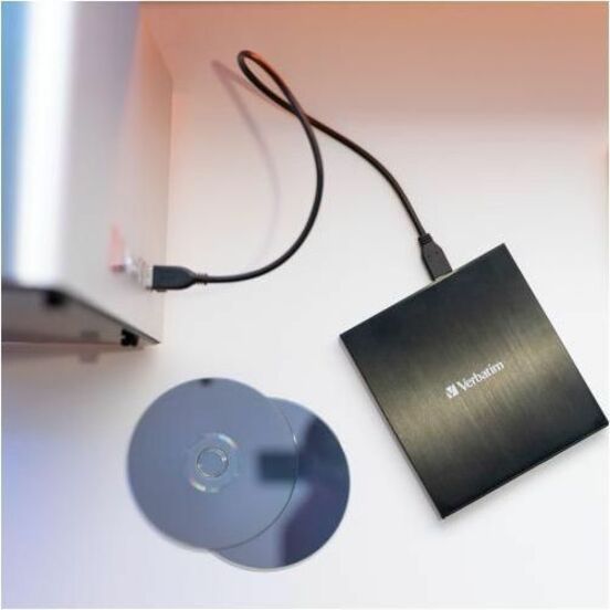 Verbatim Blu-ray Writer, External, BD-R/RE Support, 6x BD Write, 8x DVD Write, Double-layer Media Supported, Slimline (VER43888)