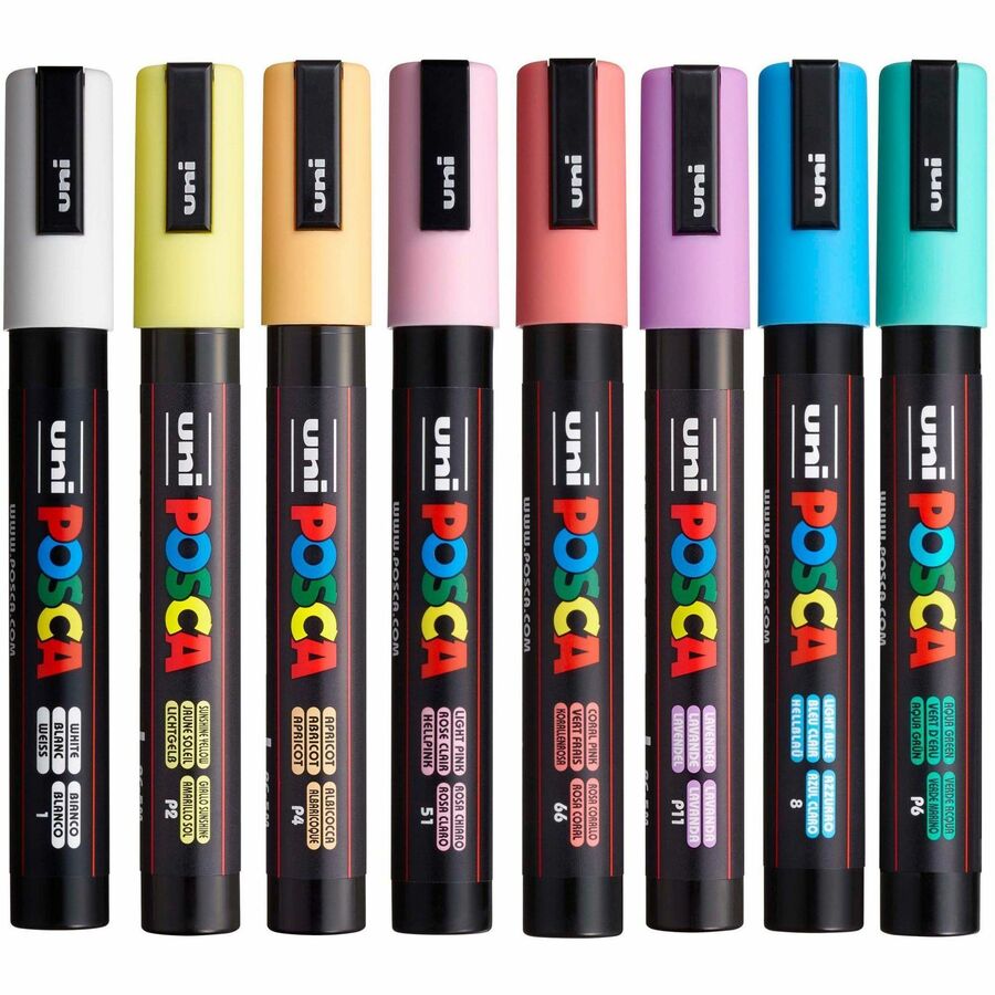 uniball-posca-paint-marker-1-8-mm-fine-bullet-2-5-mm-marker-point-white-yellow-apricot-pink-lavender-blue-green-ink-water-based-8-pack-ubcpc5m8csoft_11