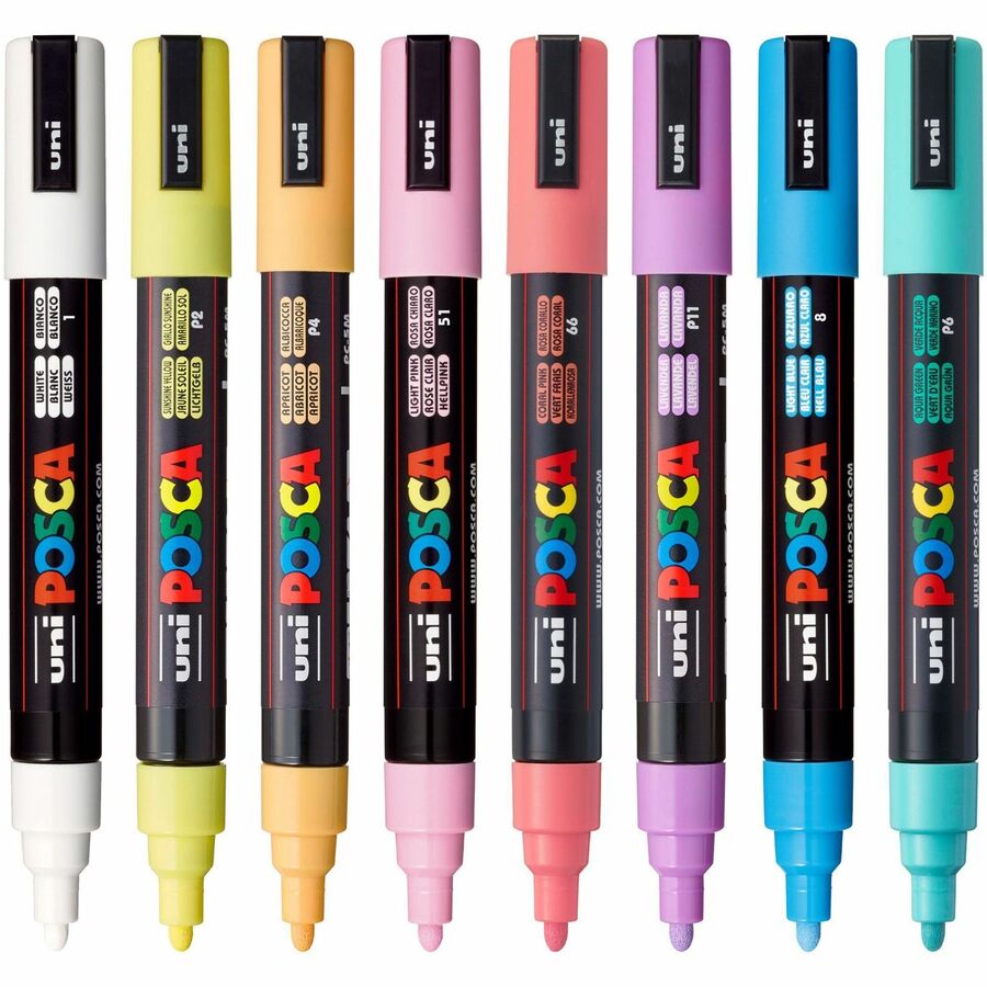 uniball-posca-paint-marker-1-8-mm-fine-bullet-2-5-mm-marker-point-white-yellow-apricot-pink-lavender-blue-green-ink-water-based-8-pack-ubcpc5m8csoft_12