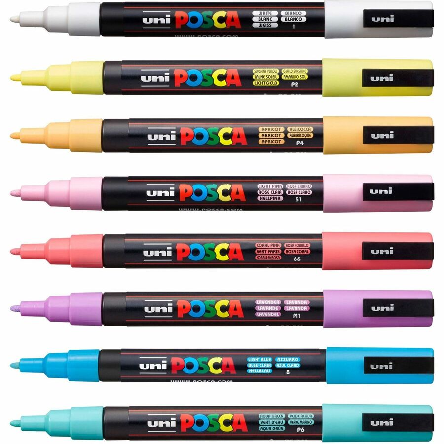 uniball-posca-paint-marker-0-9-mm-fine-bullet-1-3-mm-marker-point-white-yellow-apricot-pink-lavender-blue-green-ink-water-based-8-pack-ubcpc3m8csoft_12