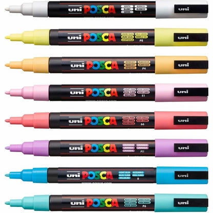 uniball-posca-paint-marker-0-9-mm-fine-bullet-1-3-mm-marker-point-white-yellow-apricot-pink-lavender-blue-green-ink-water-based-8-pack-ubcpc3m8csoft_12