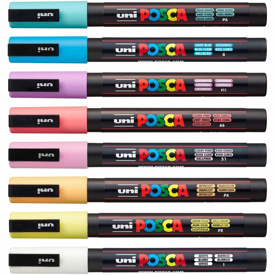 uniball-posca-paint-marker-0-9-mm-fine-bullet-1-3-mm-marker-point-white-yellow-apricot-pink-lavender-blue-green-ink-water-based-8-pack-ubcpc3m8csoft_8