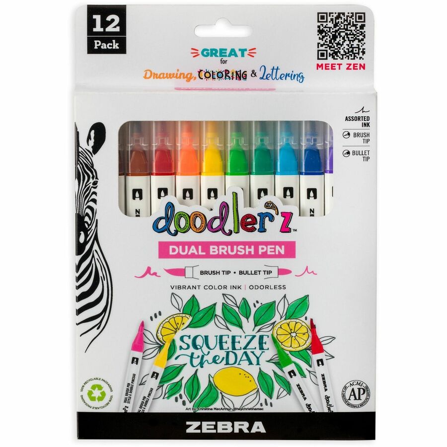 zebra-pen-doodlerz-dual-brush-pen-bullet-brush-pen-point-assorted-ink-water-based-12-pack-zeb61002_4