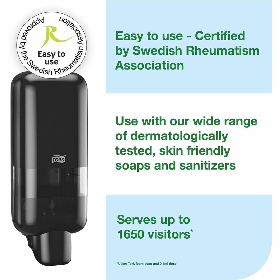 TORK S4 Soap and Sanitizer Dispenser, Black (TRK581508)