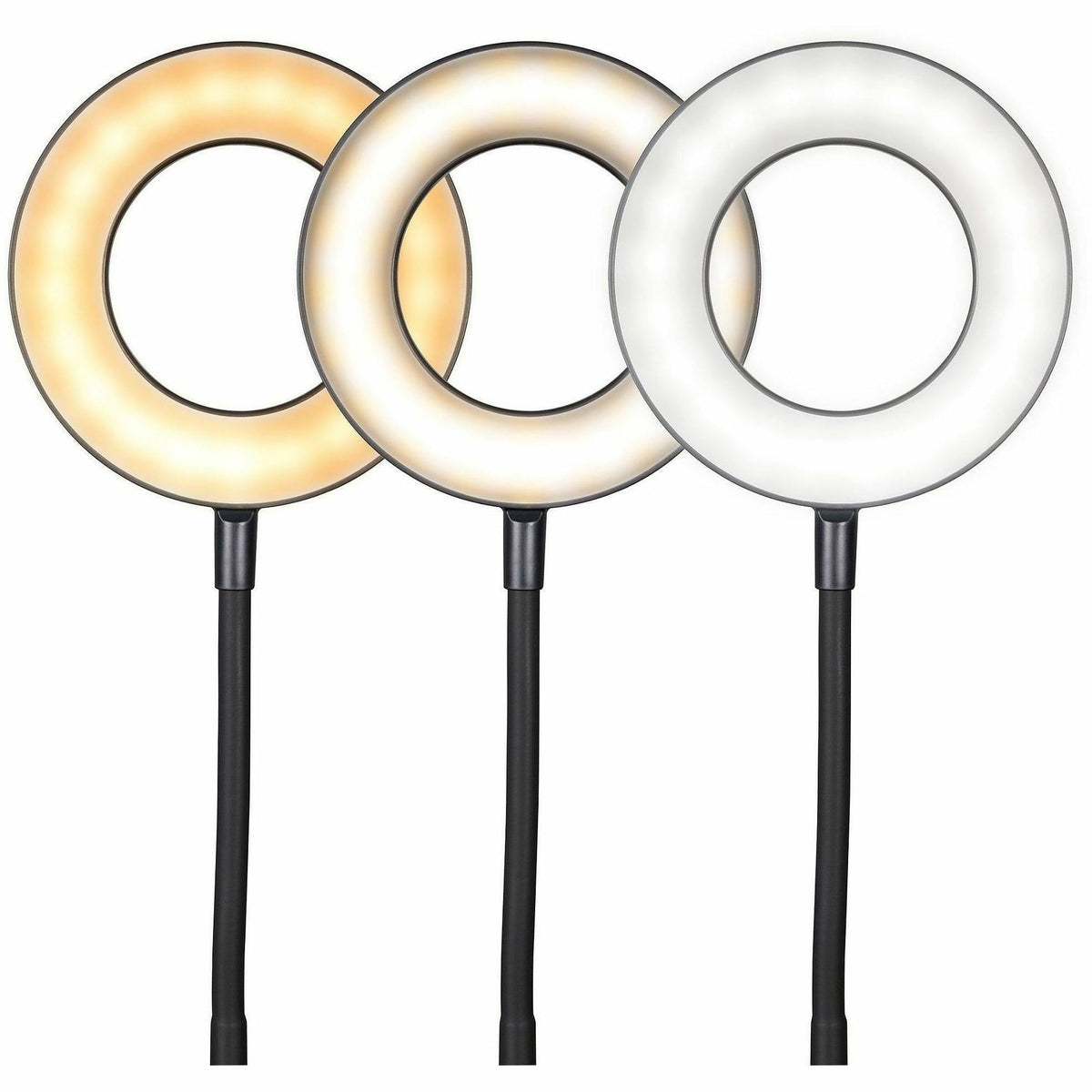 OttLite Vibe Rechargeable LED Ring Desk Lamp, 16.5", Black, LED Bulb, for Desk, Crafting, Reading, Photography (OTTCS309G5W)