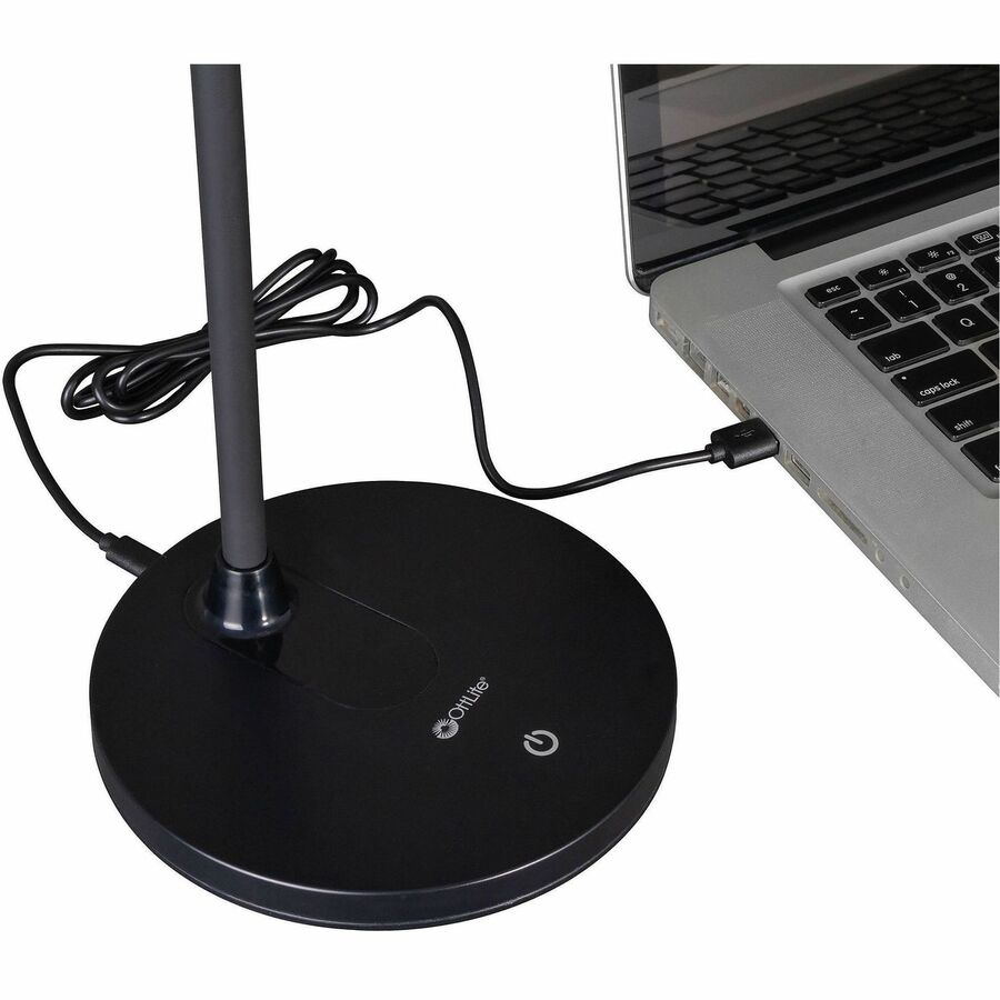 OttLite Vibe Rechargeable LED Ring Desk Lamp, 16.5", Black, LED Bulb, for Desk, Crafting, Reading, Photography (OTTCS309G5W)