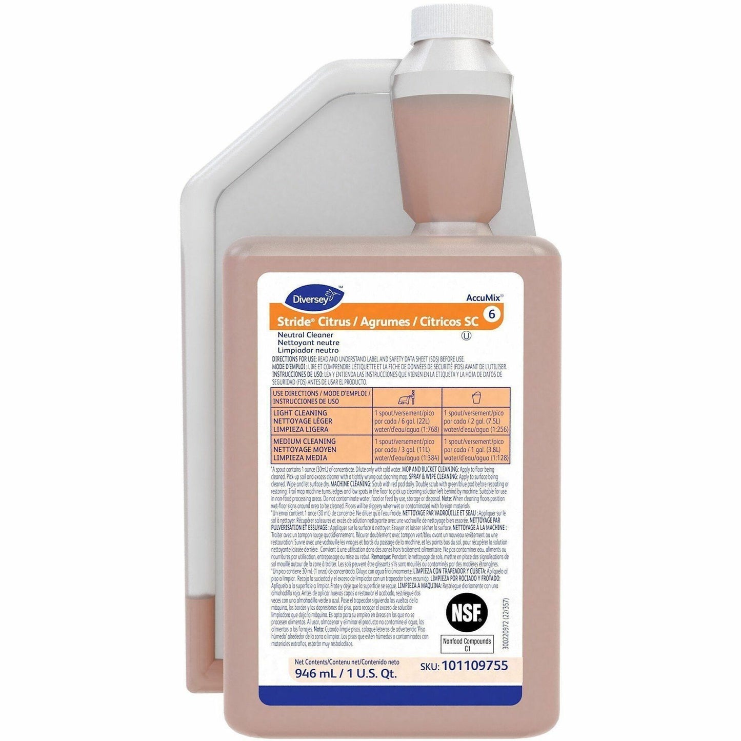 Diversey Neutral Floor Cleaner, 32 fl oz, Citrus Scent (DVO101109755)