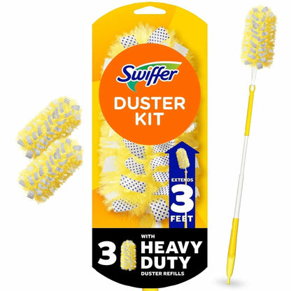 Swiffer Unscented Duster Kit, Fiber Bristle, 36" Handle Length, Yellow, 4/Carton (PGC89114)