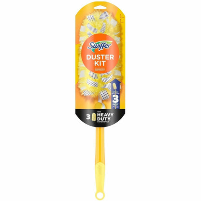 Swiffer Unscented Duster Kit, Fiber Bristle, 36" Handle Length, Yellow, 4/Carton (PGC89114)
