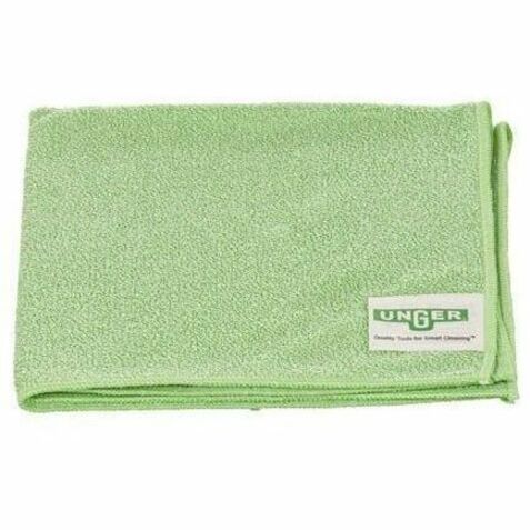 Unger MicroWipe 2000 Medium-Duty Microfiber Cloth, Green, 10/Carton (UNGMB400)