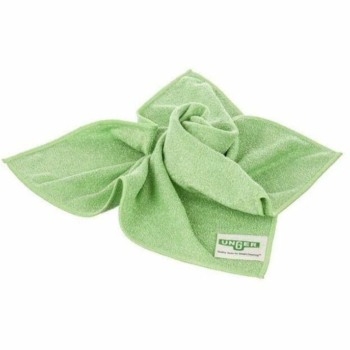 Unger MicroWipe 2000 Medium-Duty Microfiber Cloth, Green, 10/Carton (UNGMB400)