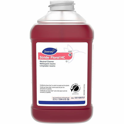 Diversey Stride Neutral Concentrated Floor Cleaner, 84.5 fl oz, 7.5 pH, Floral Scent, 2/Carton (DVO101109757)