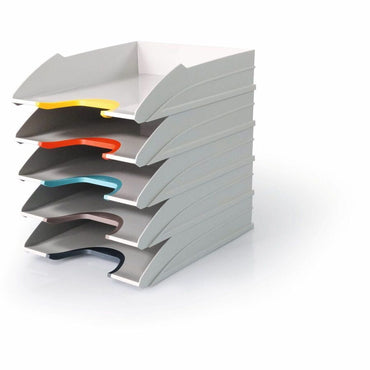 DURABLE Varicolor Mix Tray Set 5, White/Multicolor, 2.91" x 10.39" x 13.23", Vertical, Desk, Stackable (DBL770427)