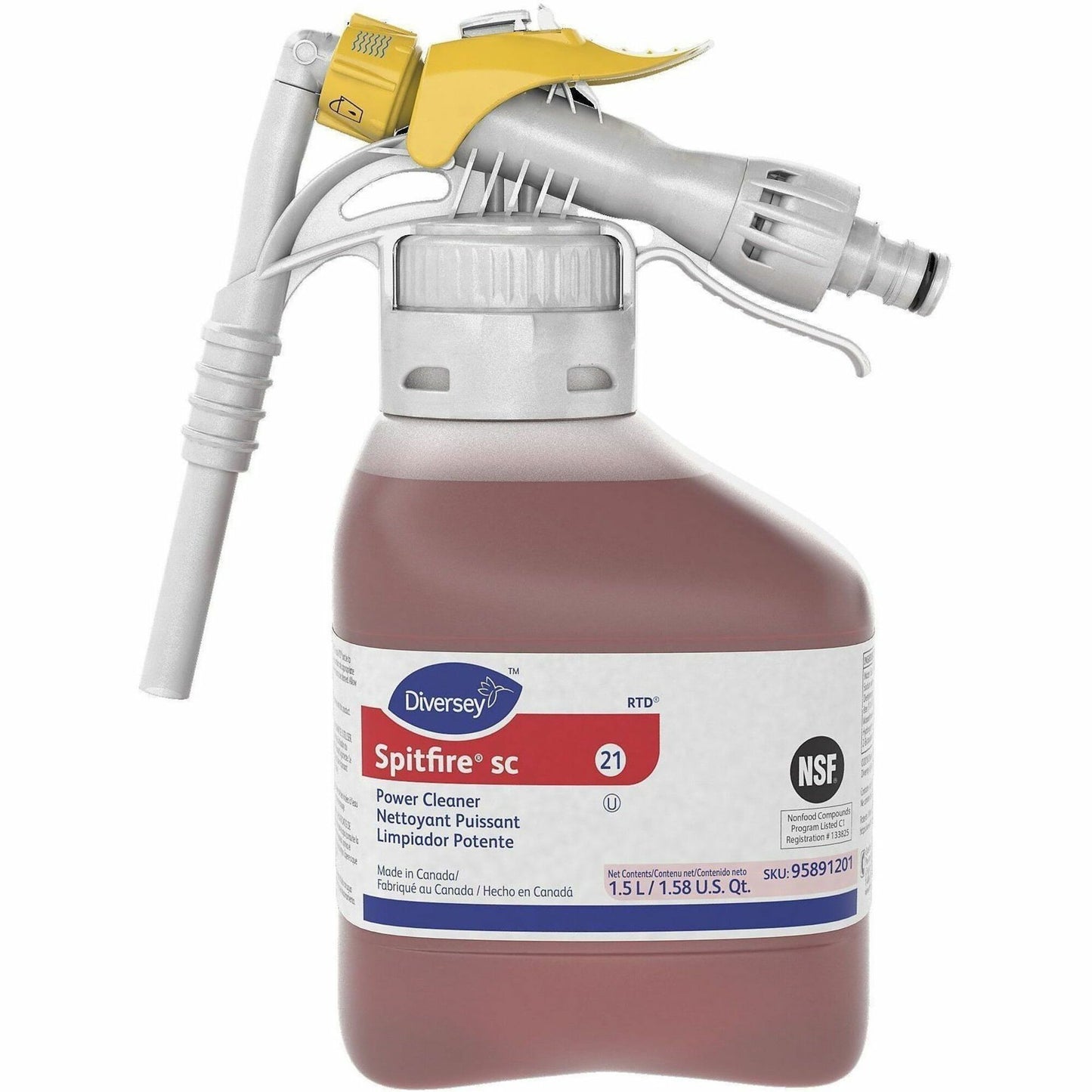 Diversey Spitfire SC Power Cleaner, 50.7 fl oz, 12.08 to 13.6 pH, Fresh Pine Scent, 2/Carton (DVO95891201)
