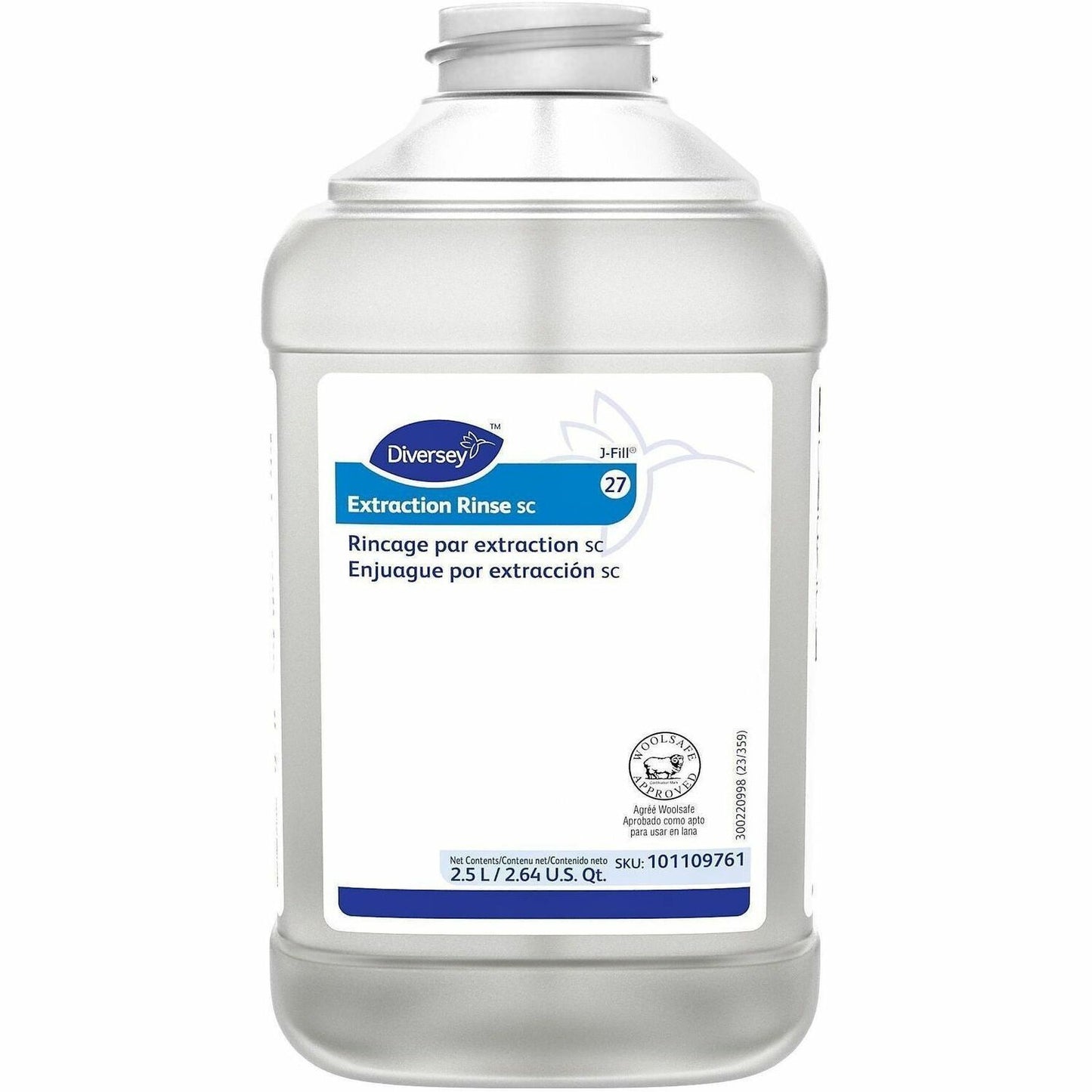 Diversey Carpet Extraction Rinse, 84.5 fl oz, 3.24 to 4.24 pH, Fruity Floral, Fruity Scent, 2/Carton (DVO101109761)