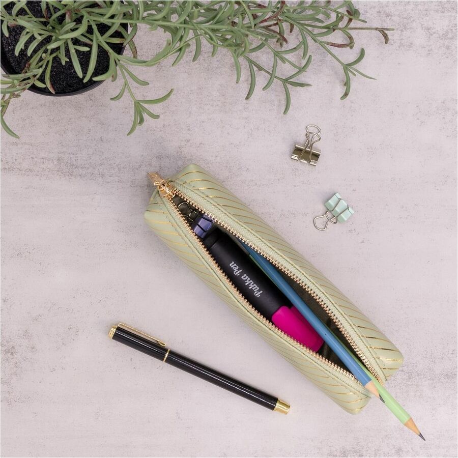 Pukka Pads Haze Carrying Case Pencil, 2" x 7.9", Green, Vegan Leather, Faux Leather, Synthetic Leather Body (PKP9981GNHZE)