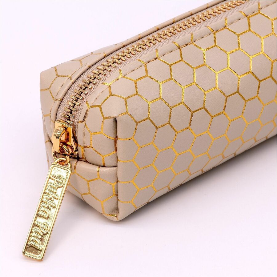 Pukka Pads Haze Carrying Case Pencil, 2" x 7.9", Holographic Geometric Gold, Gold Foil, Classy Geometric (PKP9981TEHZE)