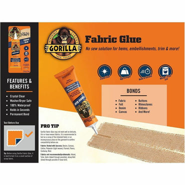 Gorilla Fabric Glue, 2.50 fl oz, Clear (GOR8025501)