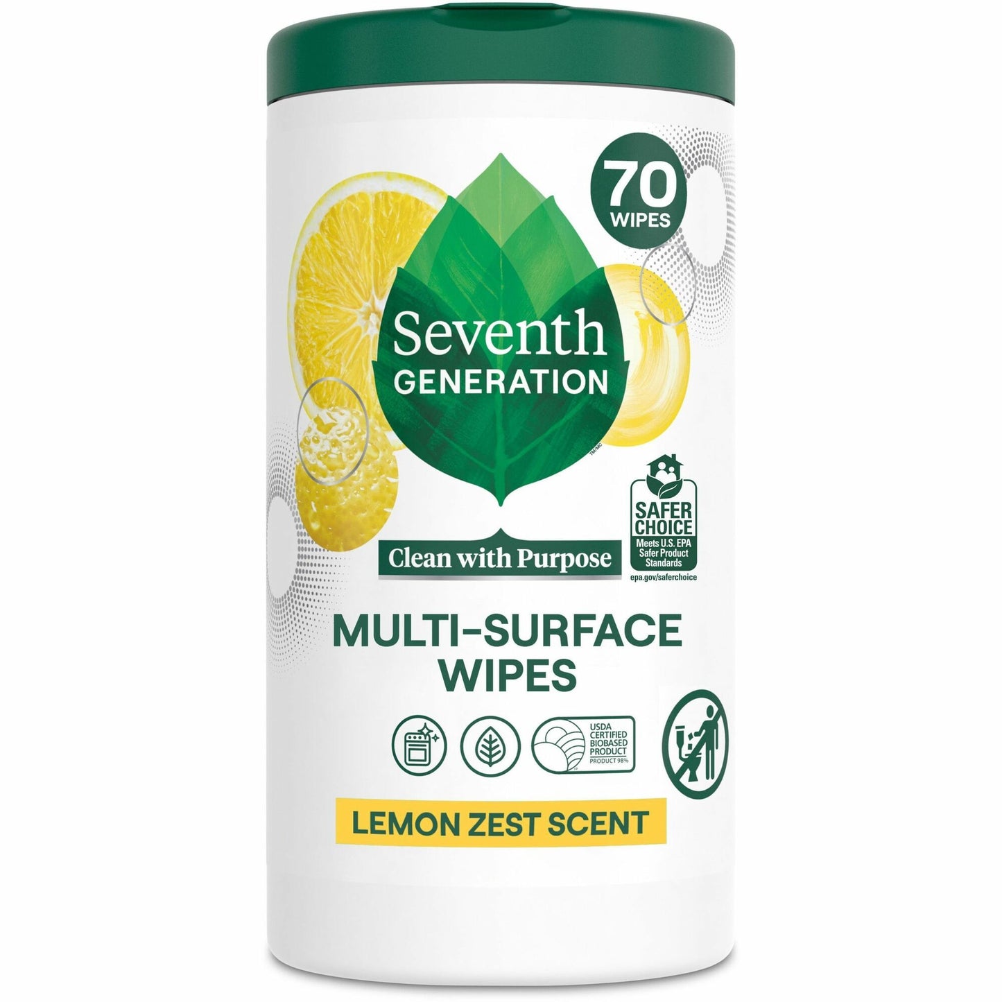 Seventh Generation Multipurpose Wipes, Lemon Zest Scent (SEV44998)