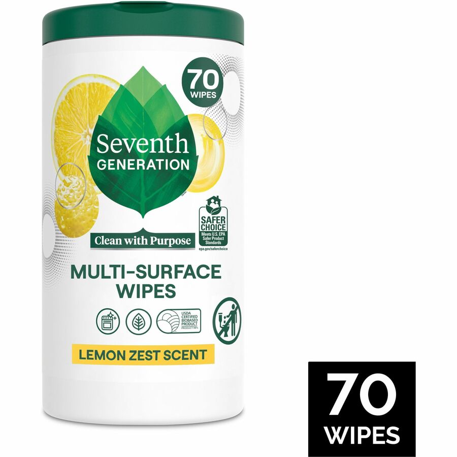Seventh Generation Multipurpose Wipes, Lemon Zest Scent (SEV44998)