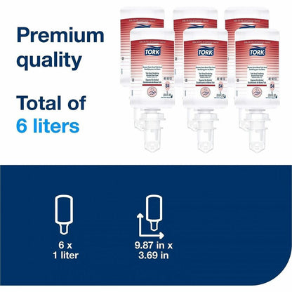 TORK Hand Sanitizer Foam Refill, Fragrance-free Scent, 1.06 quart, Pump Bottle Dispenser, 6/Carton (TRK401813)