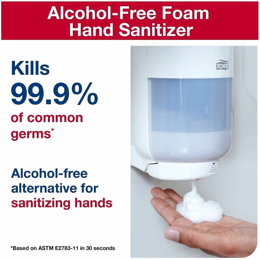 TORK Hand Sanitizer Foam Refill, Fragrance-free Scent, 1.06 quart, Pump Bottle Dispenser, 6/Carton (TRK401813)