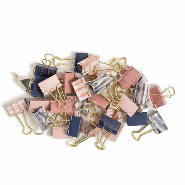 U Brands Binder Clip, 1", Gold, Assorted, Pink, Purple, White, Medium, 145 Sheet Capacity, Steel, Metal, 36/Pack (UBR3611U0624)