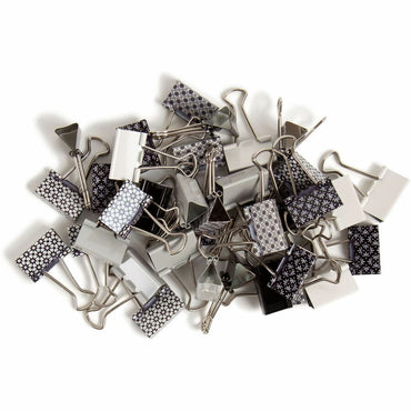 U Brands Binder Clip, 1", Assorted, Silver, White, Black, Medium, 145 Sheet Capacity, Steel, Metal, 36/Pack (UBR3607U0624)