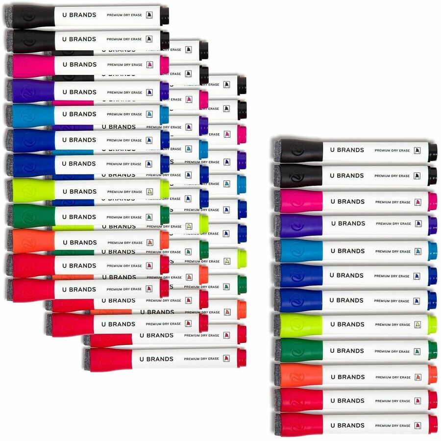 U Brands Dry Erase Marker, Assorted Ink, Dry, White Barrel, 48/Pack (UBR2924U0104)